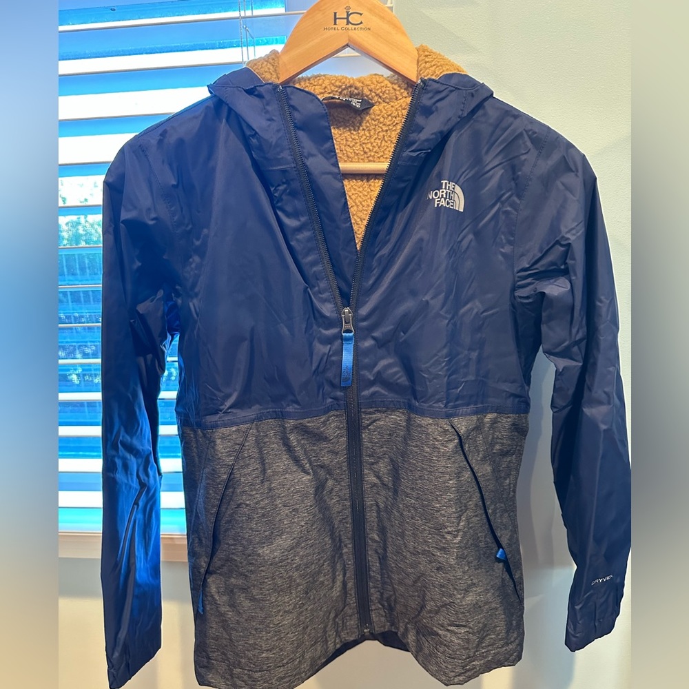 North Face Kids! color blocked lined rain jacket